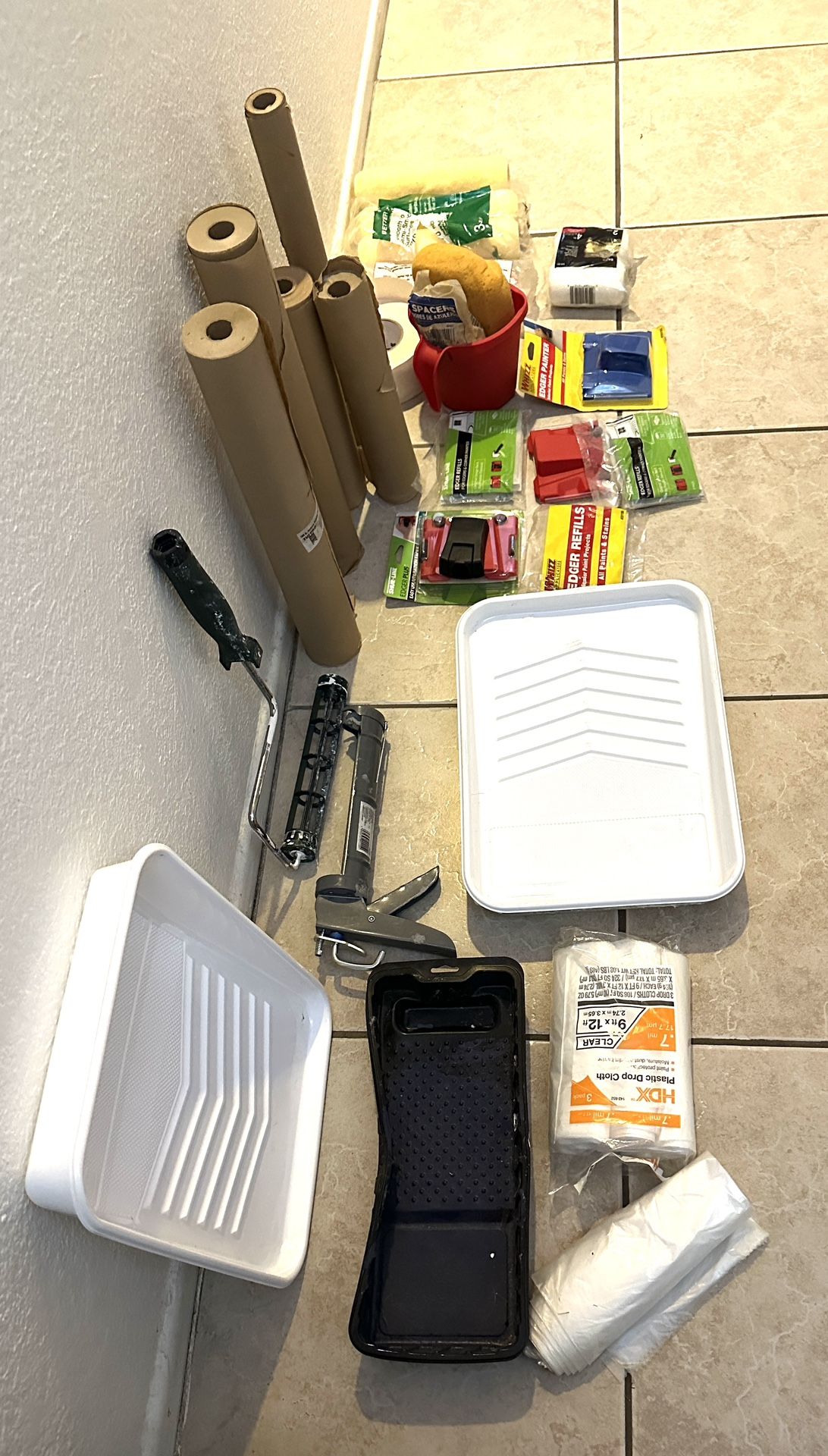 Box Of Assorted Paint Supplies