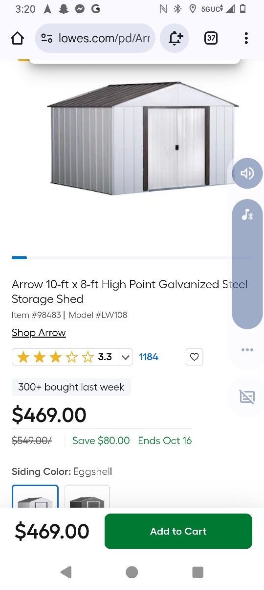 8x10 Arrow Storage Shed