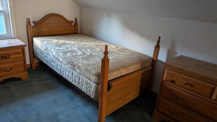 Set of 2 twin beds with wooden frames