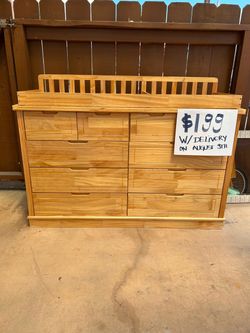 Solid Wood Baby Changing Table + 10-Drawer Dresser