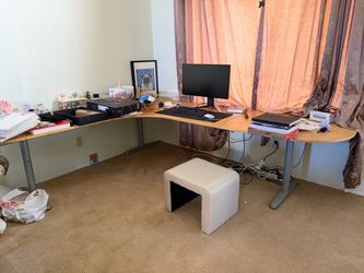 L-Shaped Standing Desk with Gray Frame