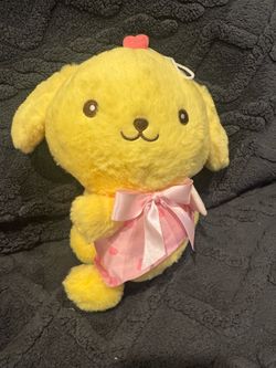 Sanrio Pompompurin Plush with Pink Bow