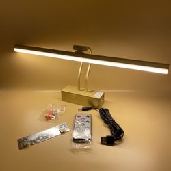 Gold Art Gallery Picture Light Wall Wireless Rechargeable 5000mAh w/ Remote