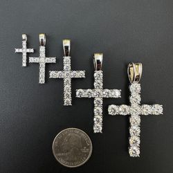 Solid 10kt White Gold Diamond Cross Pendant (5 Sizes)