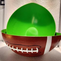 2 Amscan Football Shaped Reusable Large Plastic Bowls 