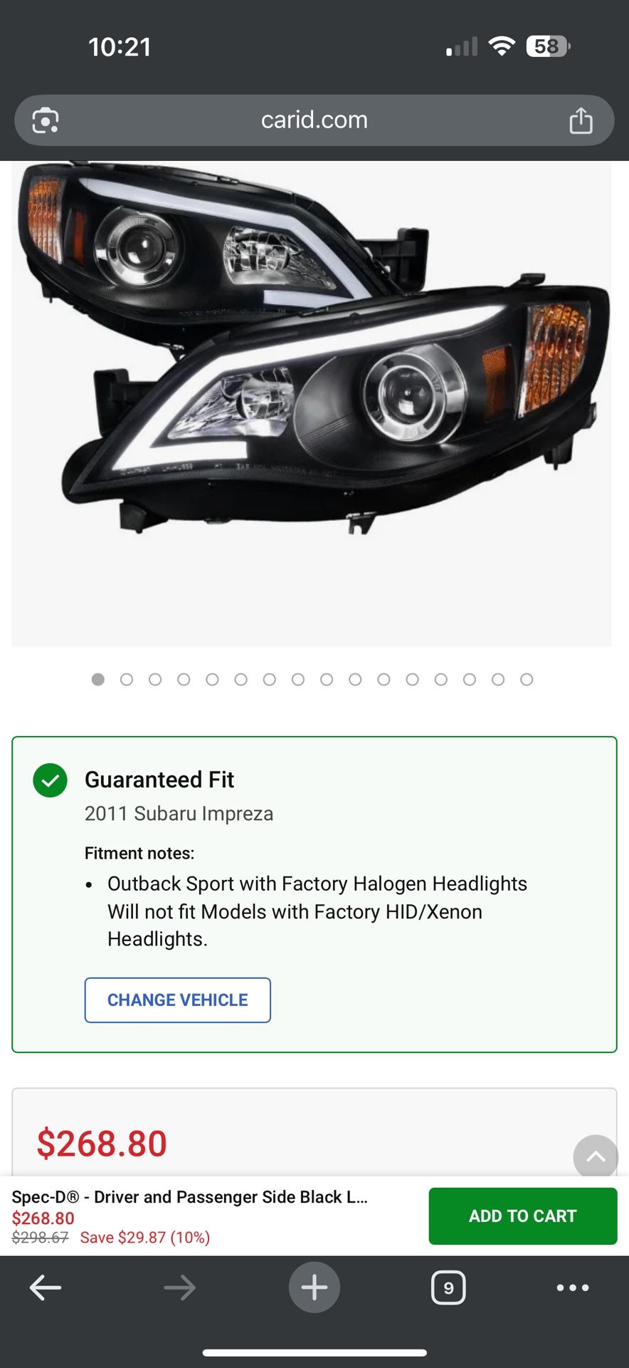 Headlights Subaru Impreza 2011 