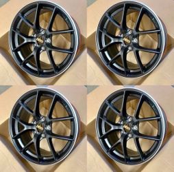 New 18 Inch BBS Style Rims Wheels 18x8 +35 (5x114.3) Black