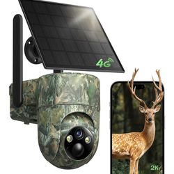 4G LTE Cellular Trail Cameras, 360° View 2K Live Streaming Game Camera Built-in SIM Card with PIR Motion Activated, Night Vision, Remote Access, No Wi