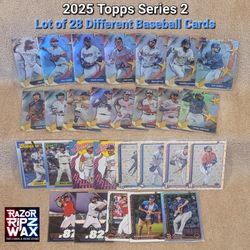 LOT OF 2025 TOPPS MLB BASEBALL CARDS 28 DIFFERENT CARDS PARALLELS INSERTS BASE FREE SHIPPING