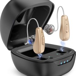 Hearing Aids for Seniors Rechargeable with Noise Cancelling, Hearing Amplifier with 5 Levels of Volume Adjustmen, Simple to Operate and Hear Clear Sou