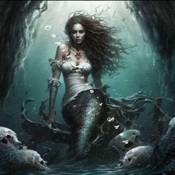 Beautiful Mermaid Portrait Picture Canvas Or Poster