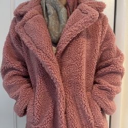 Brand New Dusty Pink Teddy Winter Coat