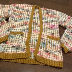 HANDMADE Multicolor Crochet Cardigan Sweater