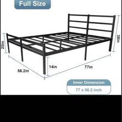 Twin Bed Frame with Headboard,14" Metal Platform Bed Frame with Storage, 1200 lbs Weight