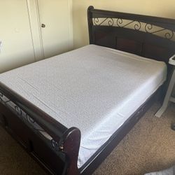 Dark Brown Queen Bed Frame 