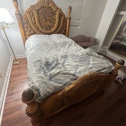 Real Wood And Marble Vintage Bed Frame Available 