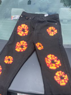 Denim tear pants and bape shirt