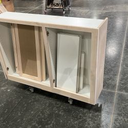 Unfinished Upper Wall Cabinet With Hinges  Doors And Shelves