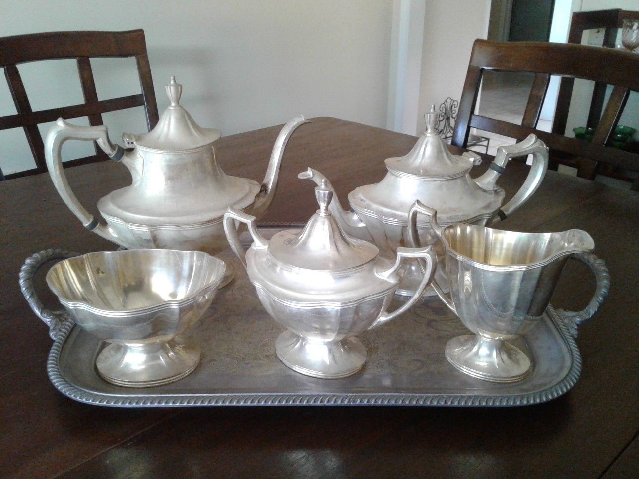 Antique Silver 6-piece Tea Set