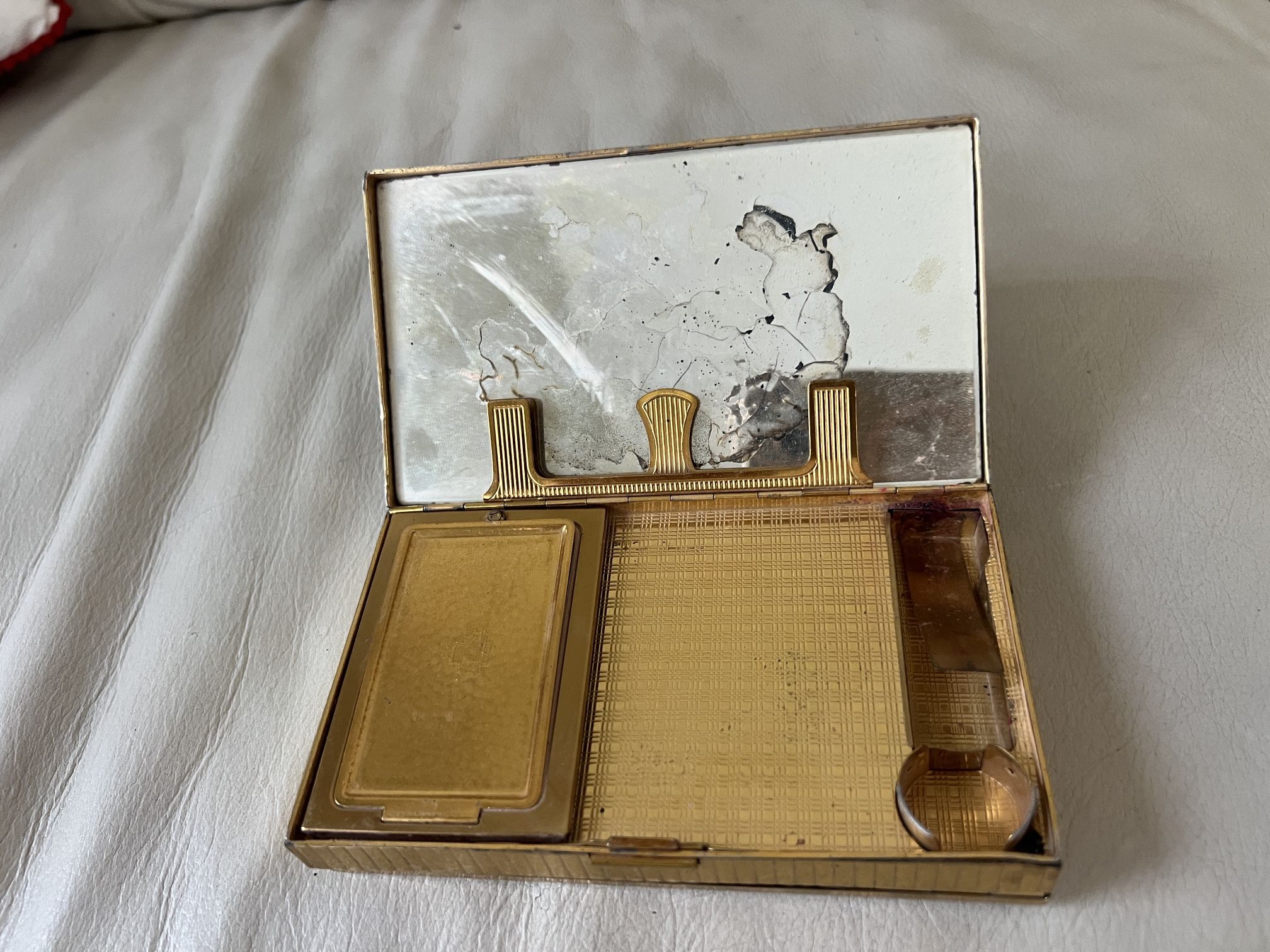 Vintage Evans Gold-Tone Cigarette Case, 1940s Art Deco Style