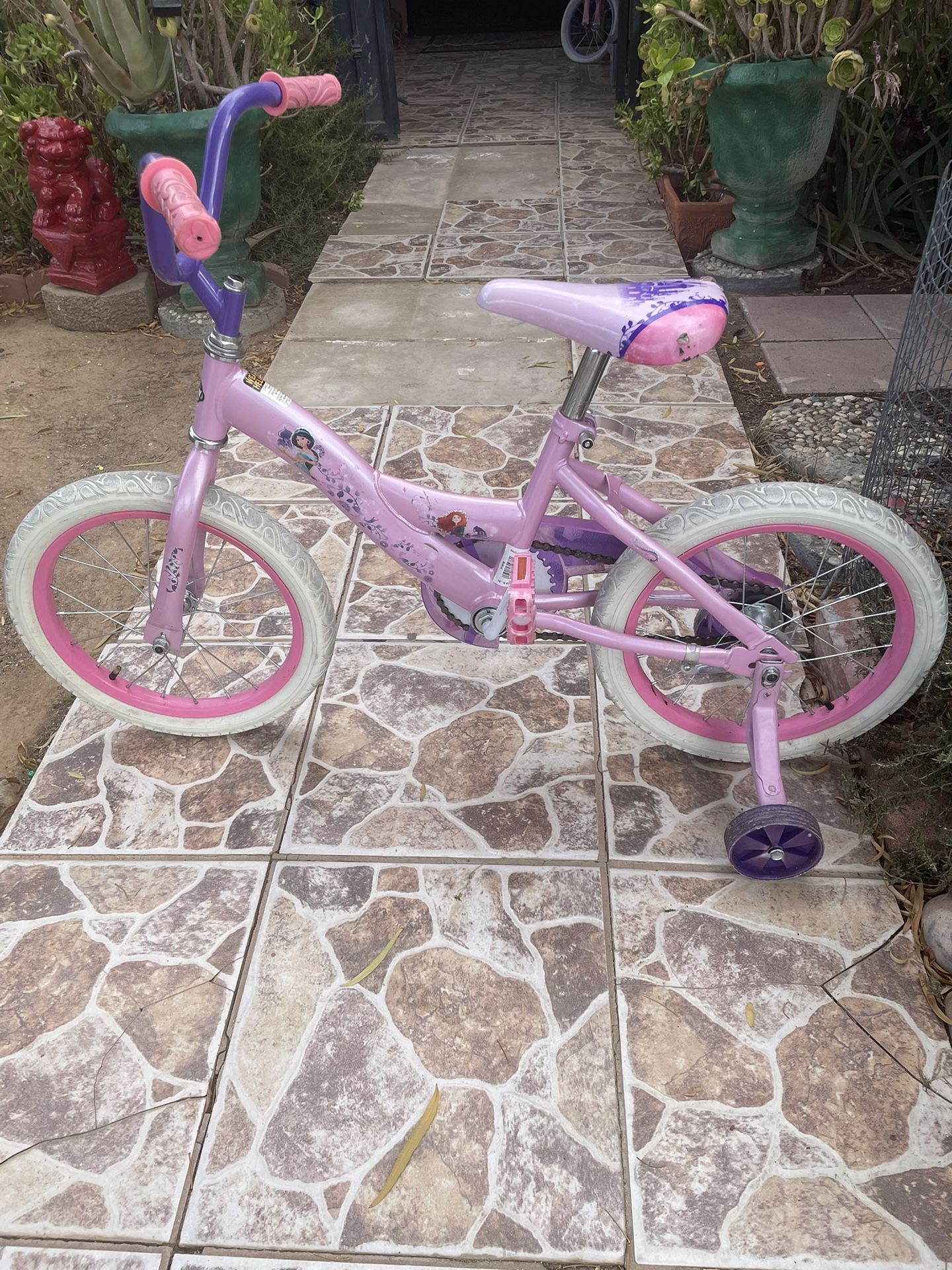 Girls Bycecle 16 Inches Tires For Sale 25:00 Dollars Ready To Be Ridden Seat Small Tears