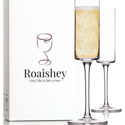 Champagne Flutes Set of 2 Champagne Glasses - 6 oz Clear