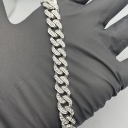 Solid 925 Sterling Silver Iced Cuban Bracelet – 9.8mm | 8 in | Unisex