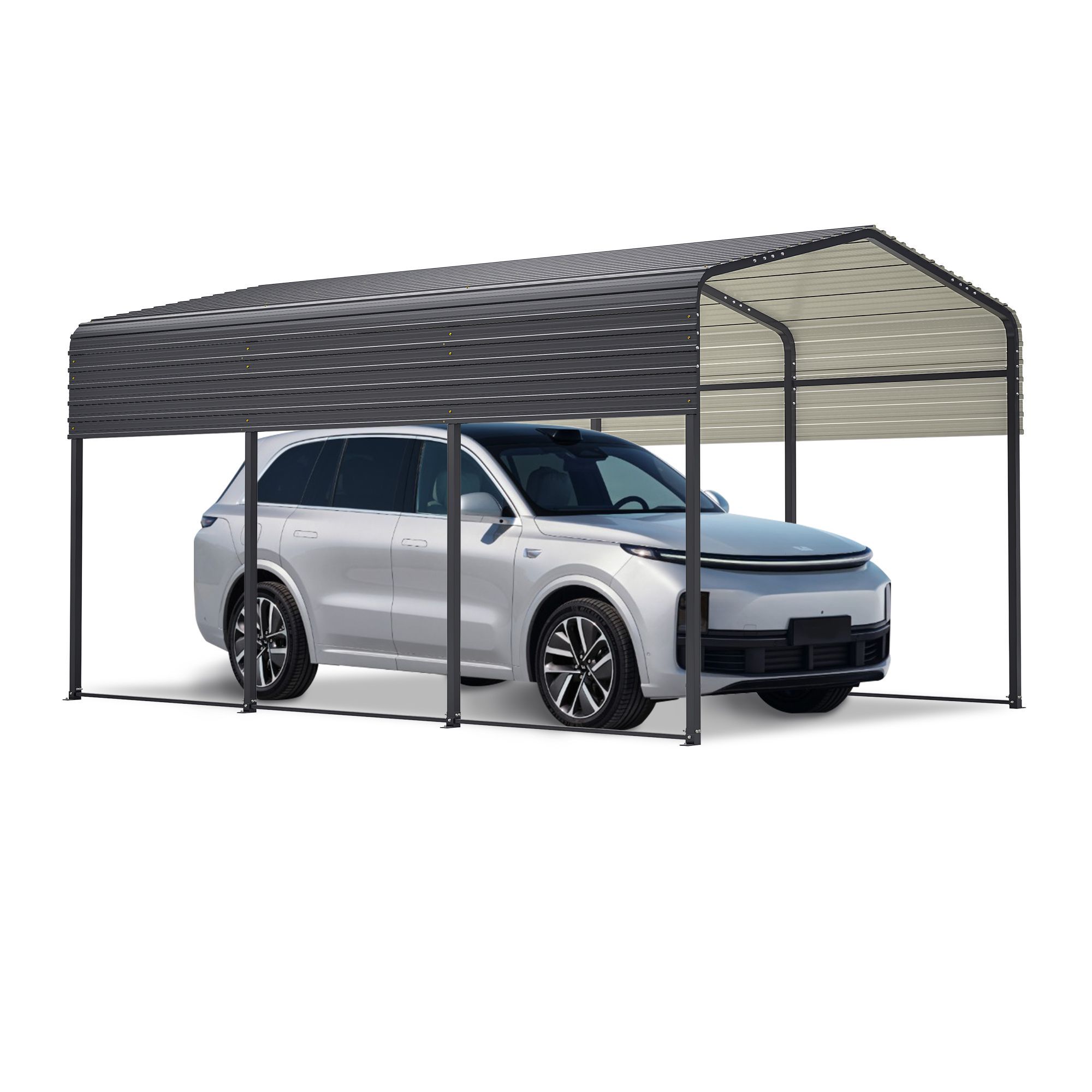 10x15 Metal Carport Carports with Enhanced Base Heavy Duty Garage Outdoor Galvanized Car Shelter for Car Boats and Truck