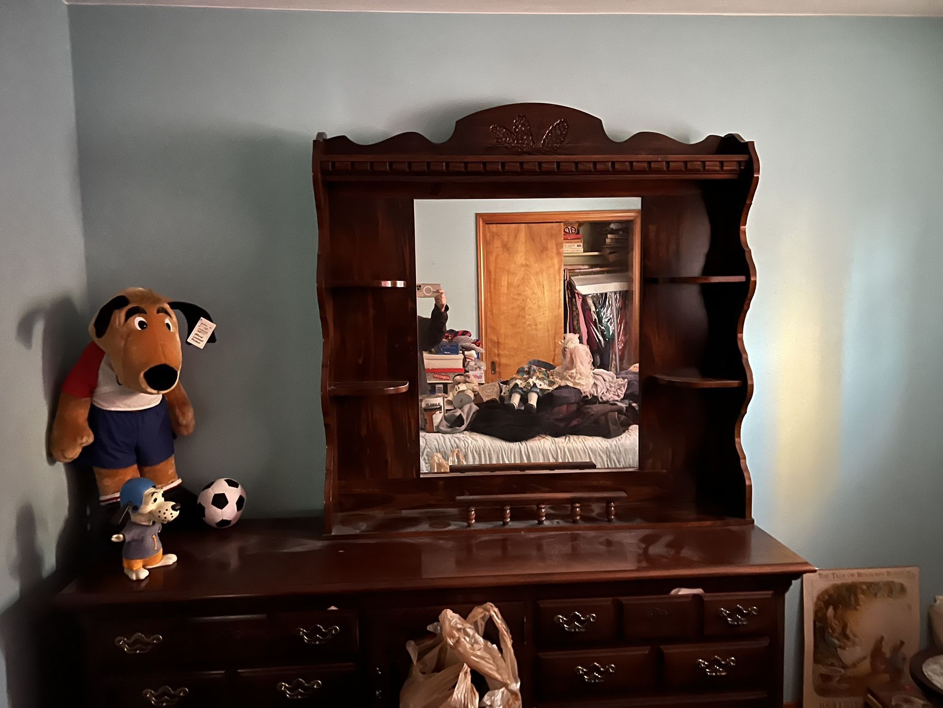 Top Mirror  For A Dresser.   Dresser Not Included !   48”W x 44”H x 8”deep