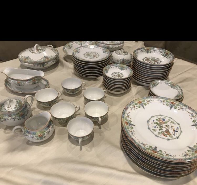 Noritake Florian Bassett circa 1912 - 1920 nippon Fine China dishes service for 10