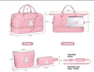 Personalized Weekender Bag for Women with Shoe Compartment, Initial Monogram A Duffle for Overnight Travel Dance Gym with Cosmetic and Toiletry Bag, B