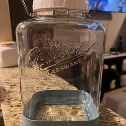 Wide Mouth 2 Gallon Glass Mason Jar With Lid, Handle And Silicone Grip(removable)