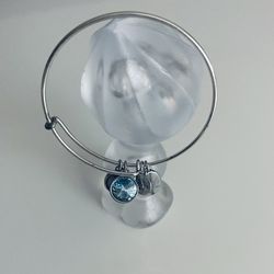 Silver Bracelet With Charms & Jewelry Pouch 