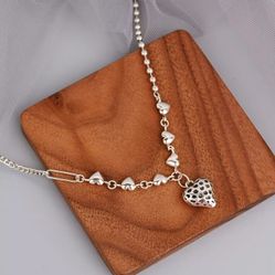 925 Sterling Silver Heart Pendant Necklace Gift
