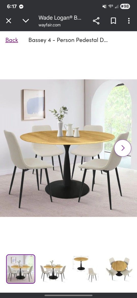 Bassey 4 Person Pedestal Dining Set