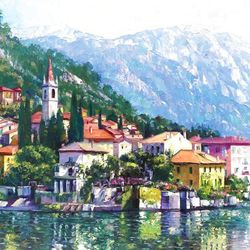 Limited Edition print of the original painting 'Reflections of Lake Como' by Howard Behrens - Signed 