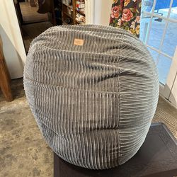 CordaRoys Bean Bag Chair/Queen Bed Gray Plush Corduroy