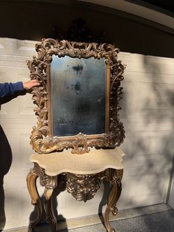Syrocco  Hollywood regency table and mirror