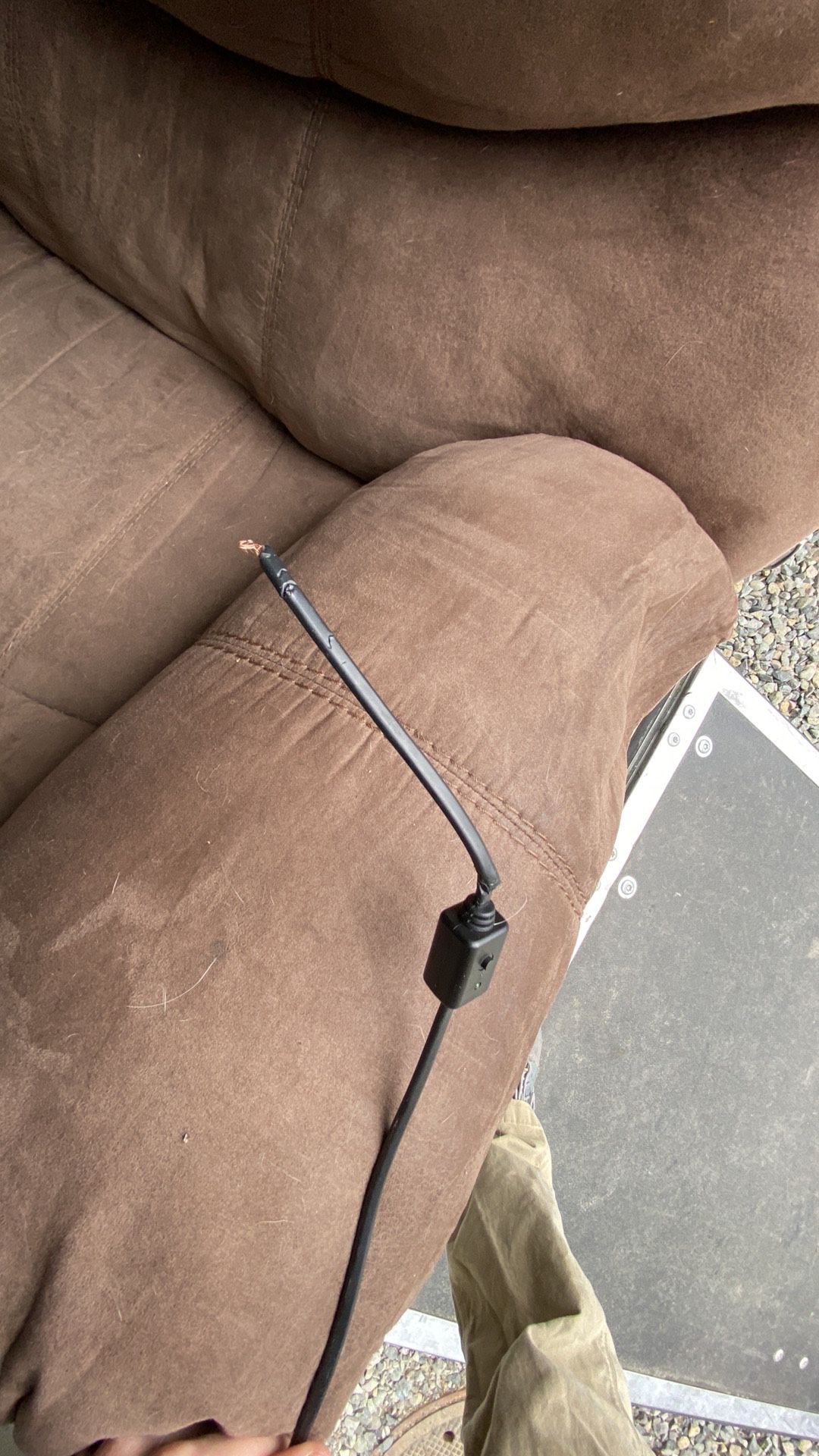8 Foot Suede Brown Couch 