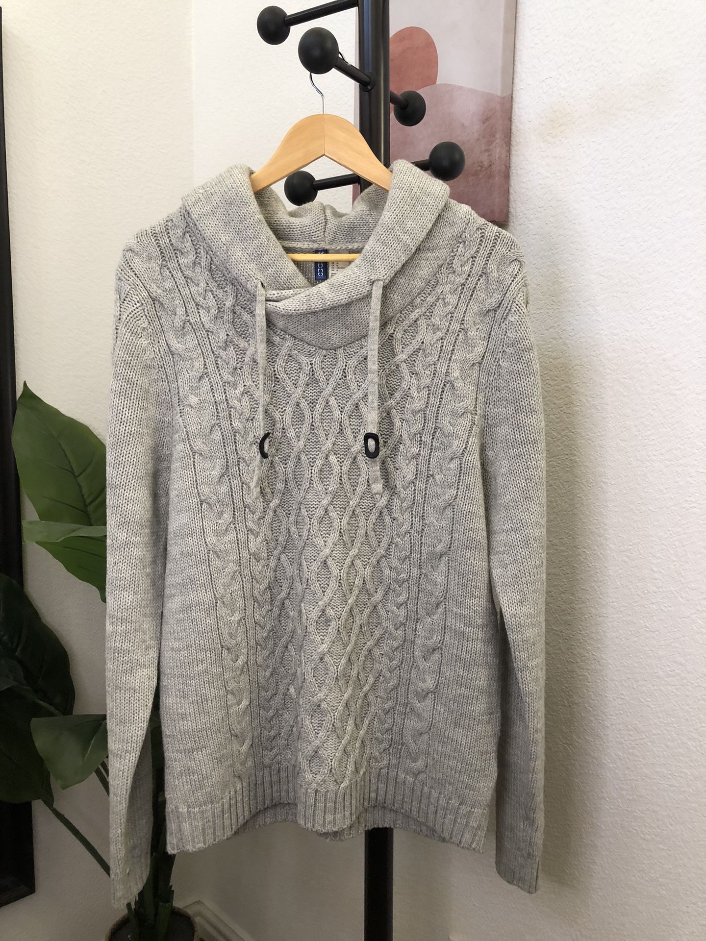 H&M Divided Sweater Men's Size M Gray Long Sleeve Cotton Wool Blend Sweater