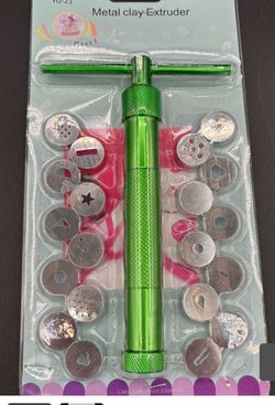 Green Clay Extruder Polymer Craft Gun Cake Sugarcraft Kit Tool W/20Discs