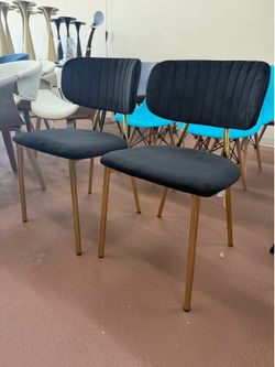Gold and Black Velvet Dining Chair (Set of 2)