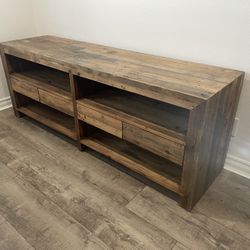 WEST ELM Reclaimed Wood tv stand console table with 4 shelves (70" x  19" x 26"). In Excellent Condition.  