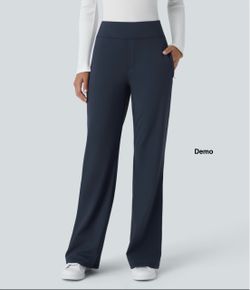 Halara Flex™ DayStretch Mid Rise Side Zipper Pocket Work Flare Pants (Petite/Small)