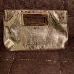 Michael Kors Berkley Signature Mirror Clutch Metallic Gold Bronze