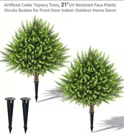 NEW ARTIFICIAL CEDER TOPIARY TREES 21"