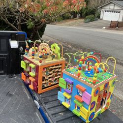 Child Kid Children Toddler Activity Center Cube Educational Zany Zoo and My Busy Town Like New $25 Each 