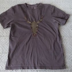 DANIEL WON Man's LEATHER BULL SKULL T-Shirt  Size M  Retail $125