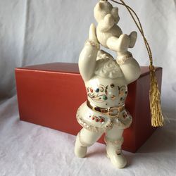 Vintage Lenox Santa holding teddy bear NIB