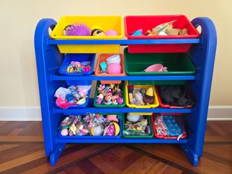 4 tier storage organizer with bins